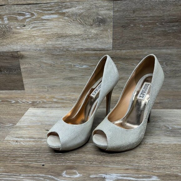 Badgley Mischka Drama Platino Matallic Mesh Pump Women's Size 7 - Picture 1 of 7